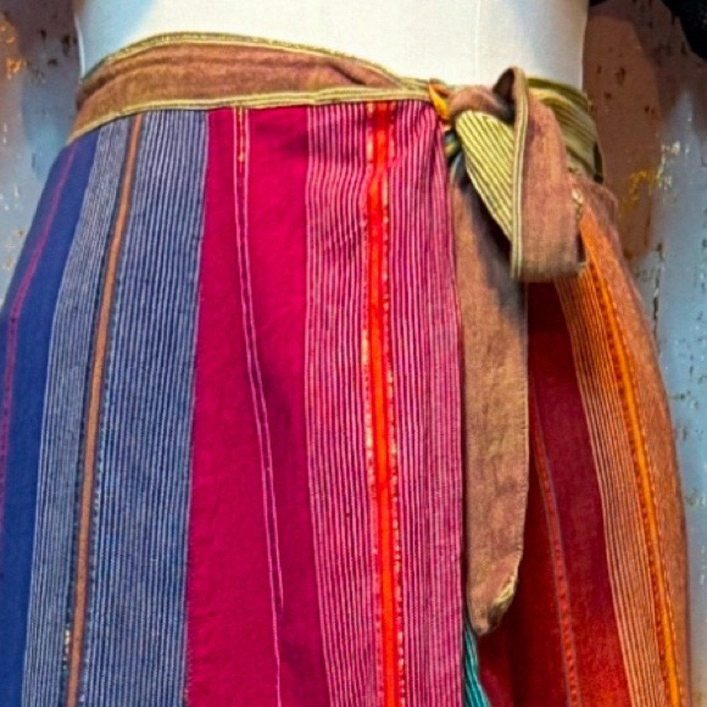 Wrapped Colorful Women's Skirt with Shimmery Gold Accents - Picture 2 of 6